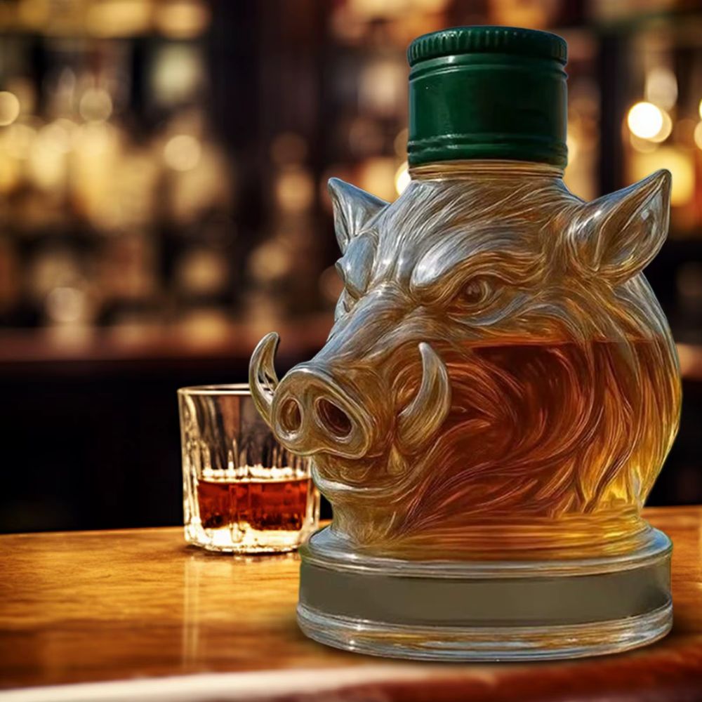 Bouteille tête de sanglier en verre 350 ml – Image 4