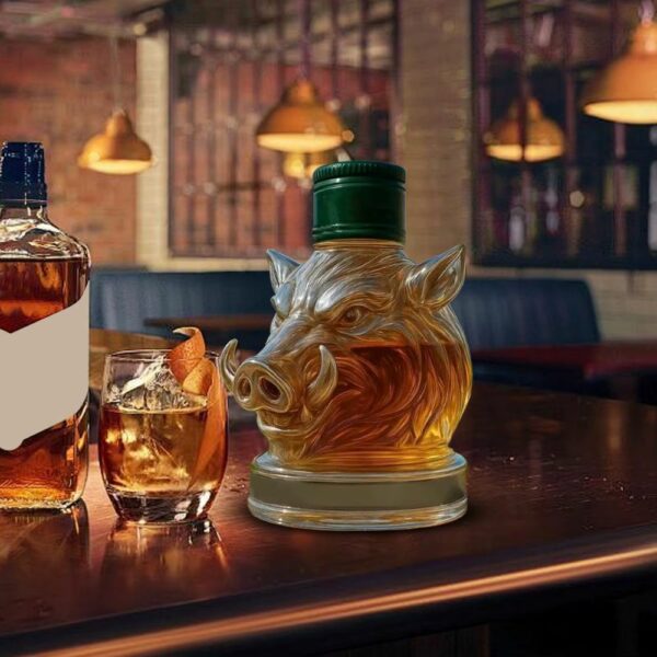 Bouteille tête de sanglier en verre 350 ml