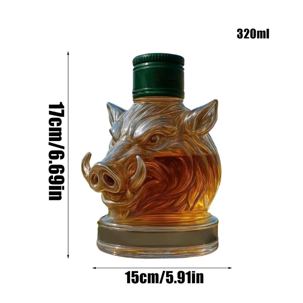 Bouteille tête de sanglier en verre 350 ml – Image 2