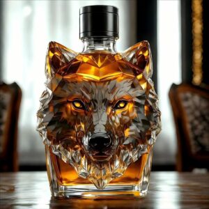 Bouteille tête de loup en verre 500 ml – Image 2